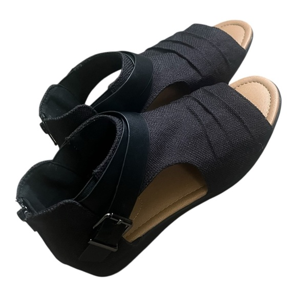 Comfortview summer sandals shoes 7.5 black canvas back zipper strap detail - Picture 4 of 16